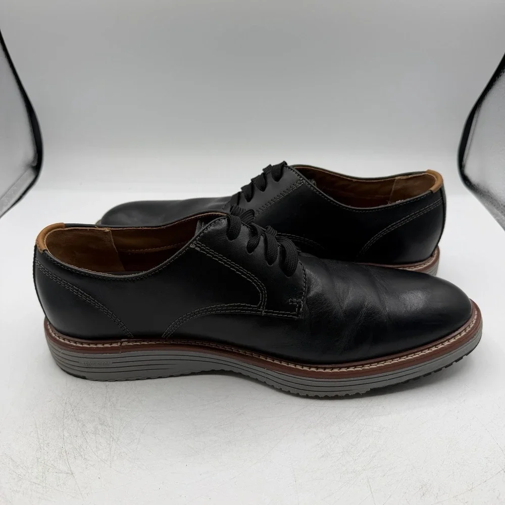 Johnston & Murphy Upton Derby Shoes Mens Sz 12 M Black Leather Plain Toe Oxfords